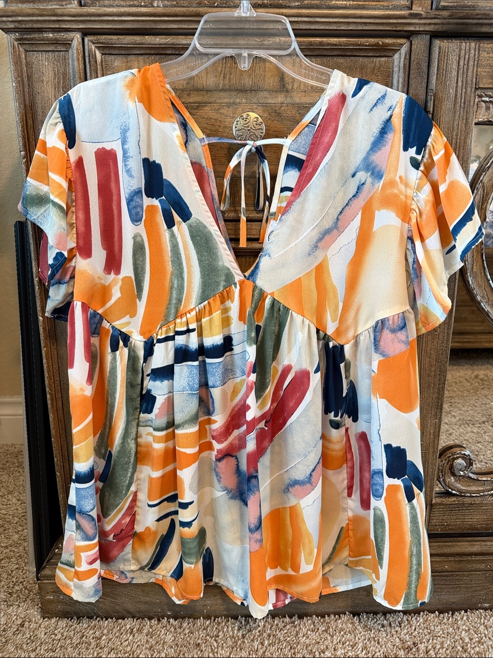 Colorful summer blouse flowy contemporary abstract boutique